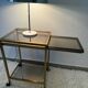 Brass rolling trolley with smoked glass from the 70s