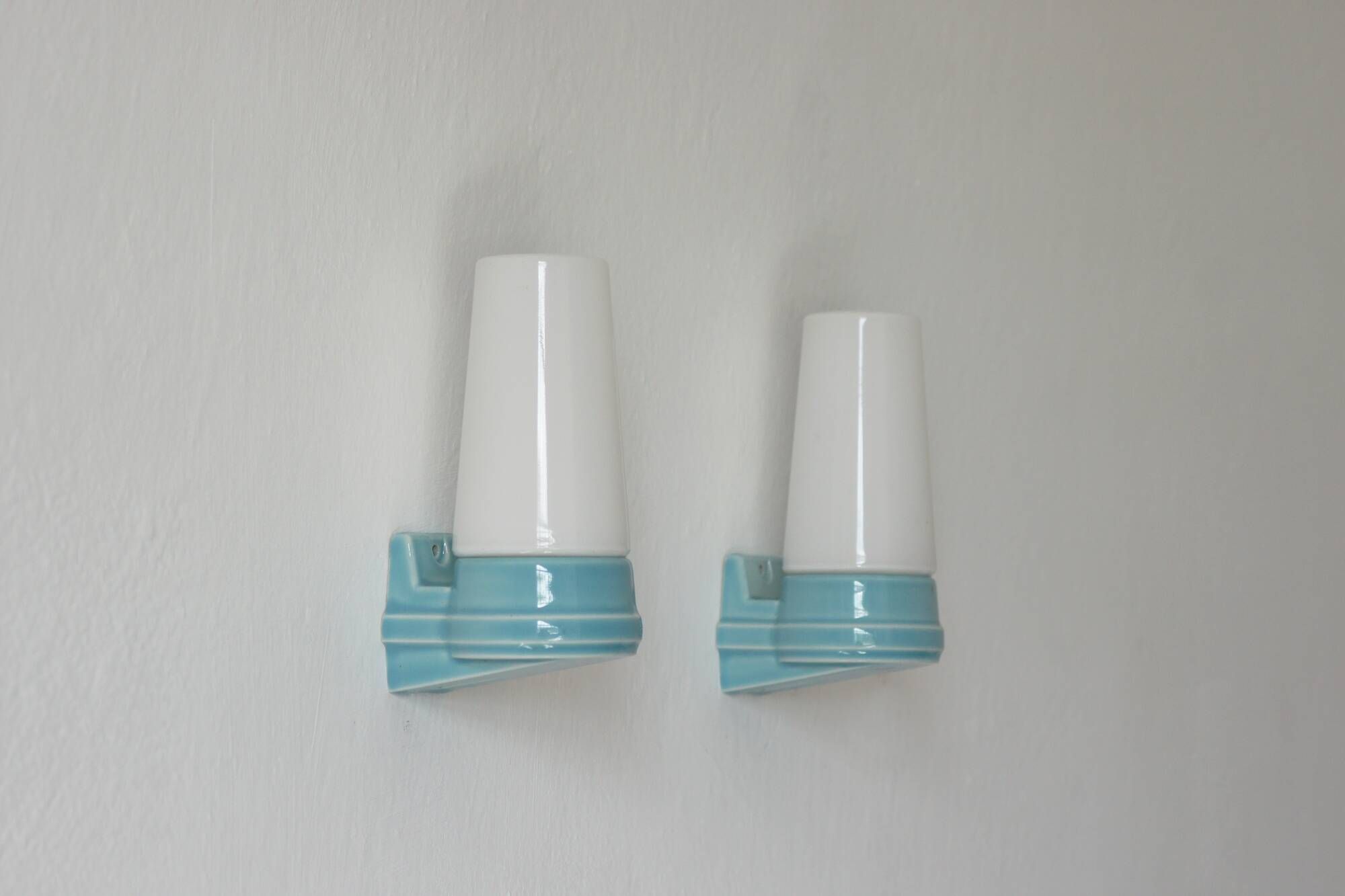 Ceramic Wall Sconces by Sigvard Bernadotte for Ifö, Sweden, 1960s, Set of 2