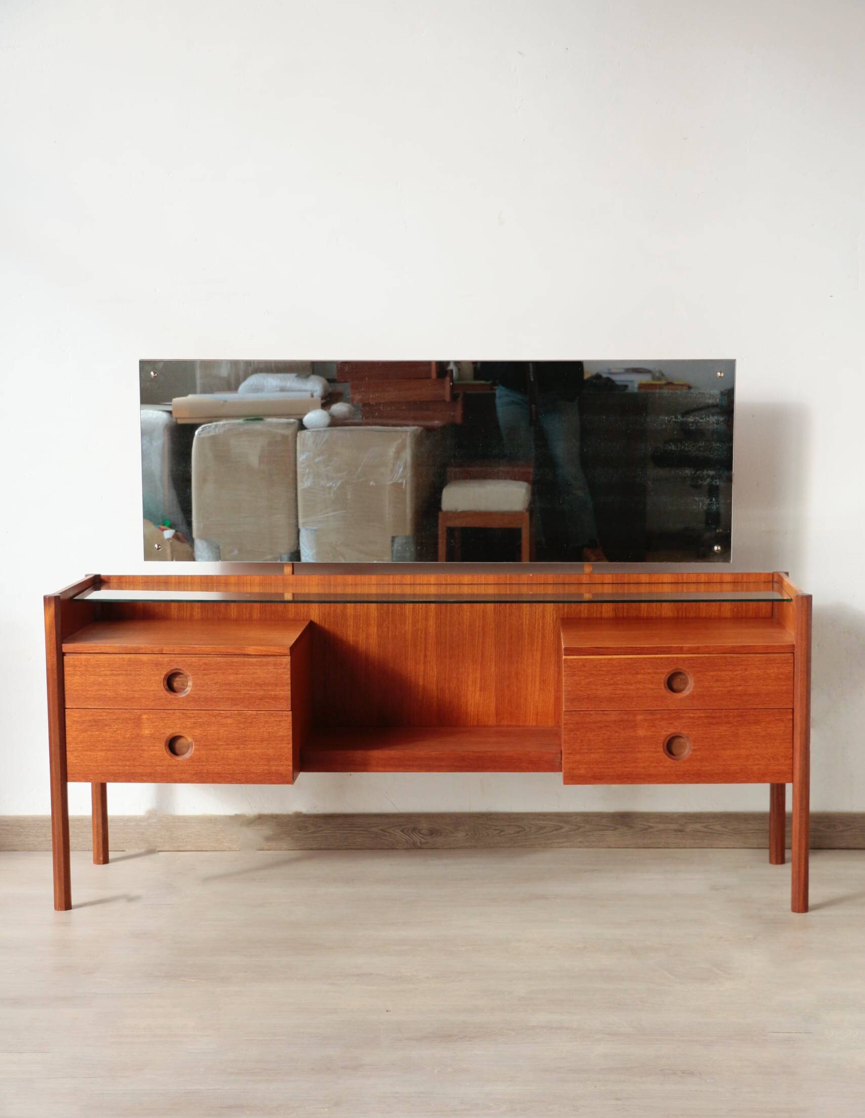 Wrighton Teak Dressing Table - Vintage 1960s - Hexagonal Base