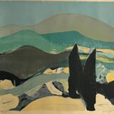 Roger muhl, grasse landscape. original lithograph signed in pencil