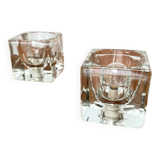 Vintage German glass cube table lamps TA 14 by Peill & Putzler, 1970s, set of 2.