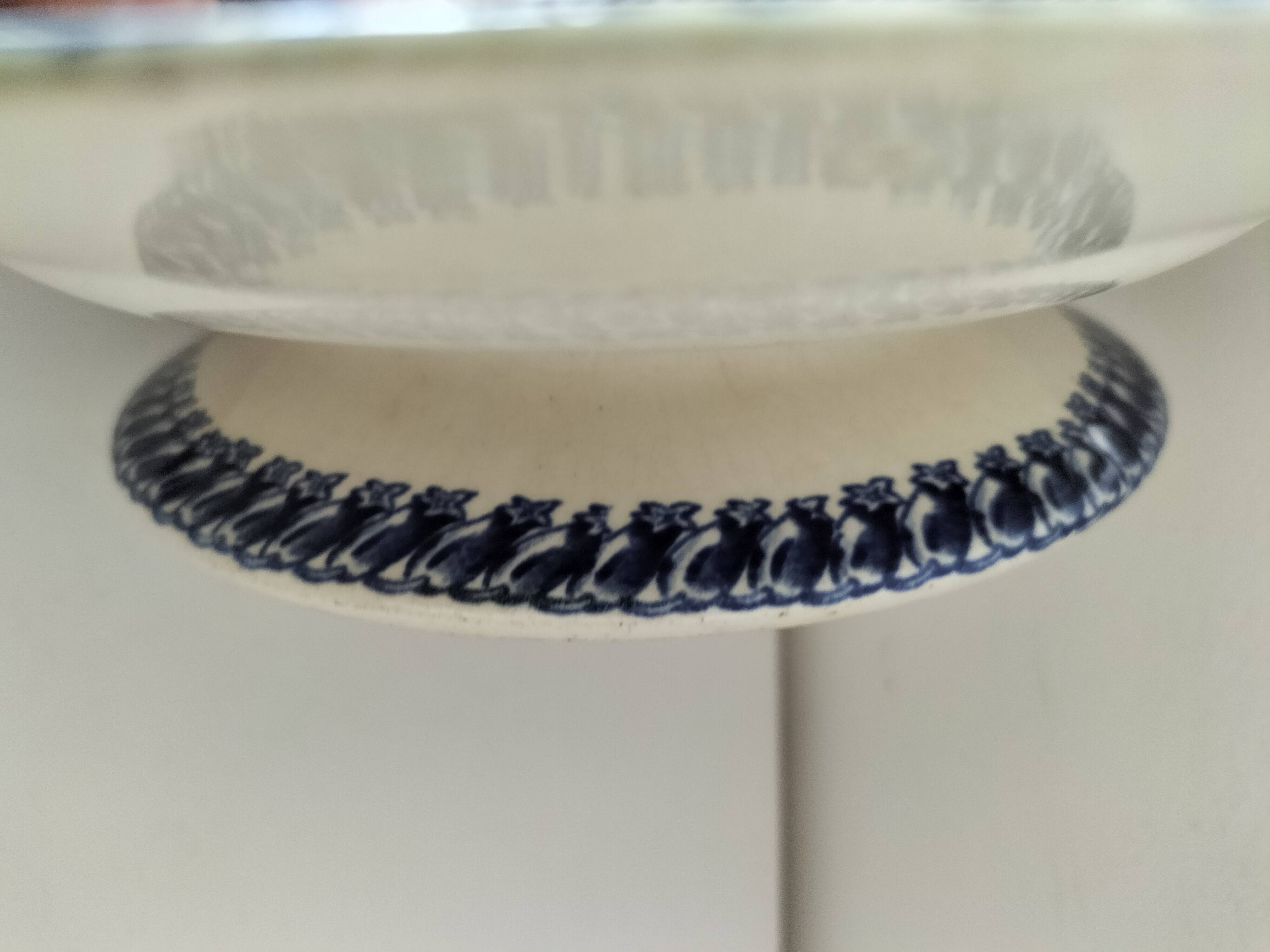 E. Bourgeois Grand Dépôt plant blue decoration washbasin plate