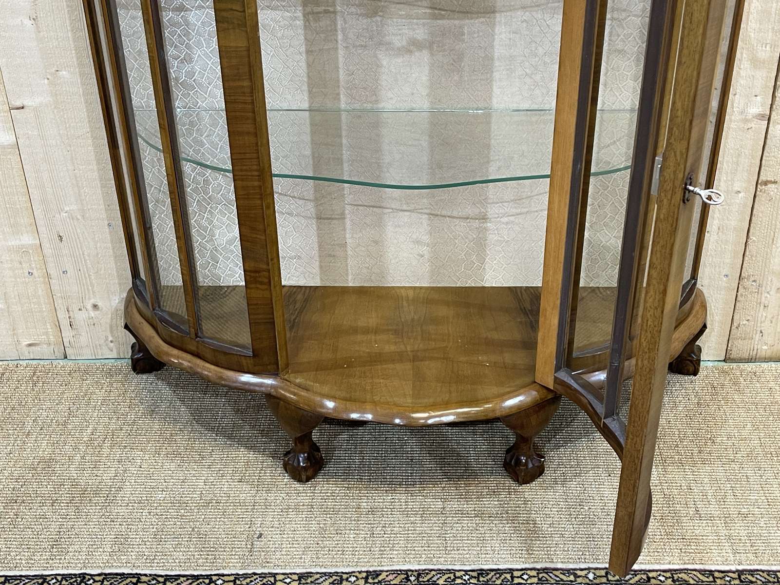 English Art Deco walnut showcase