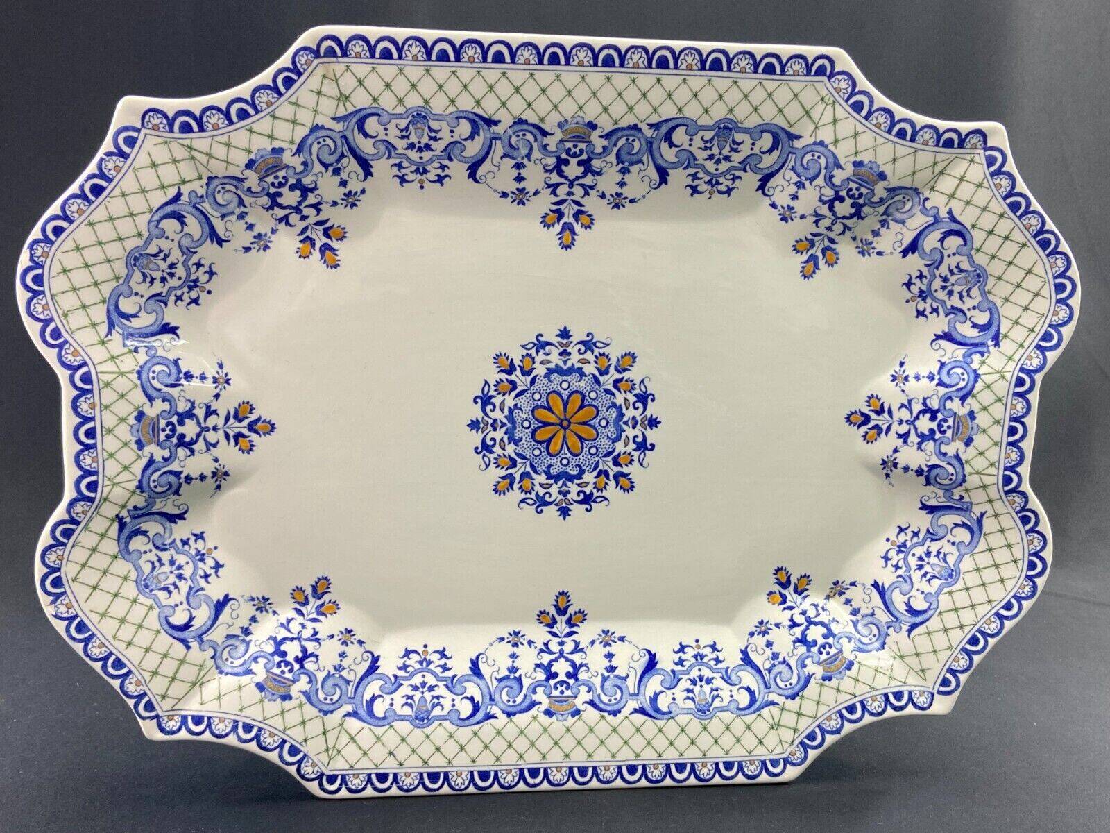 Very large Gien earthenware dish, Rouen decor