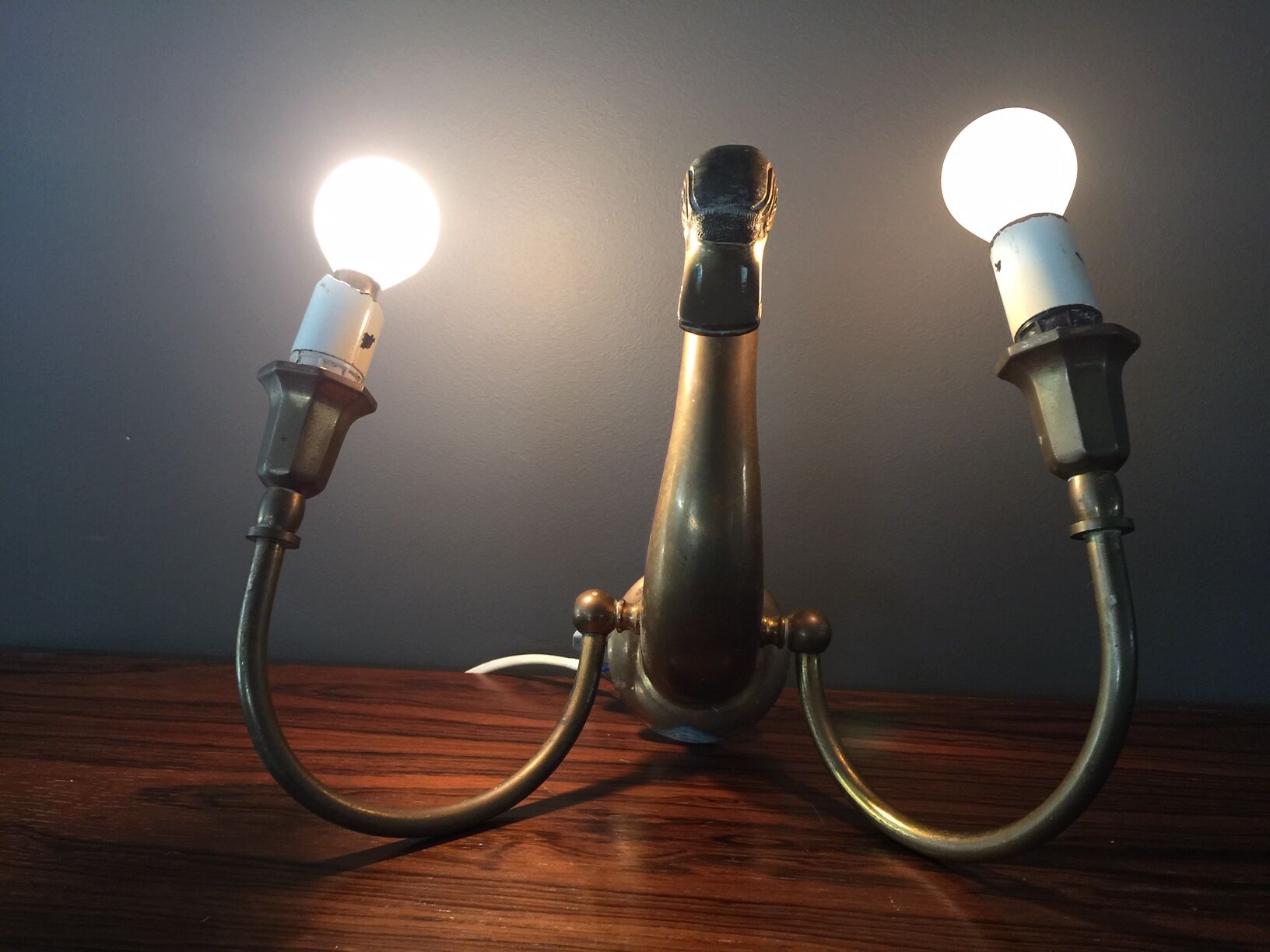 Pair d swans solid brass wall light