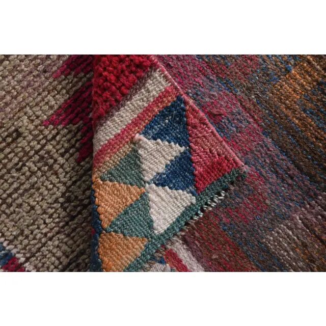 Vintage Turkish Hand-Knotted Wool Cotton Pink Runner Rug 94x358