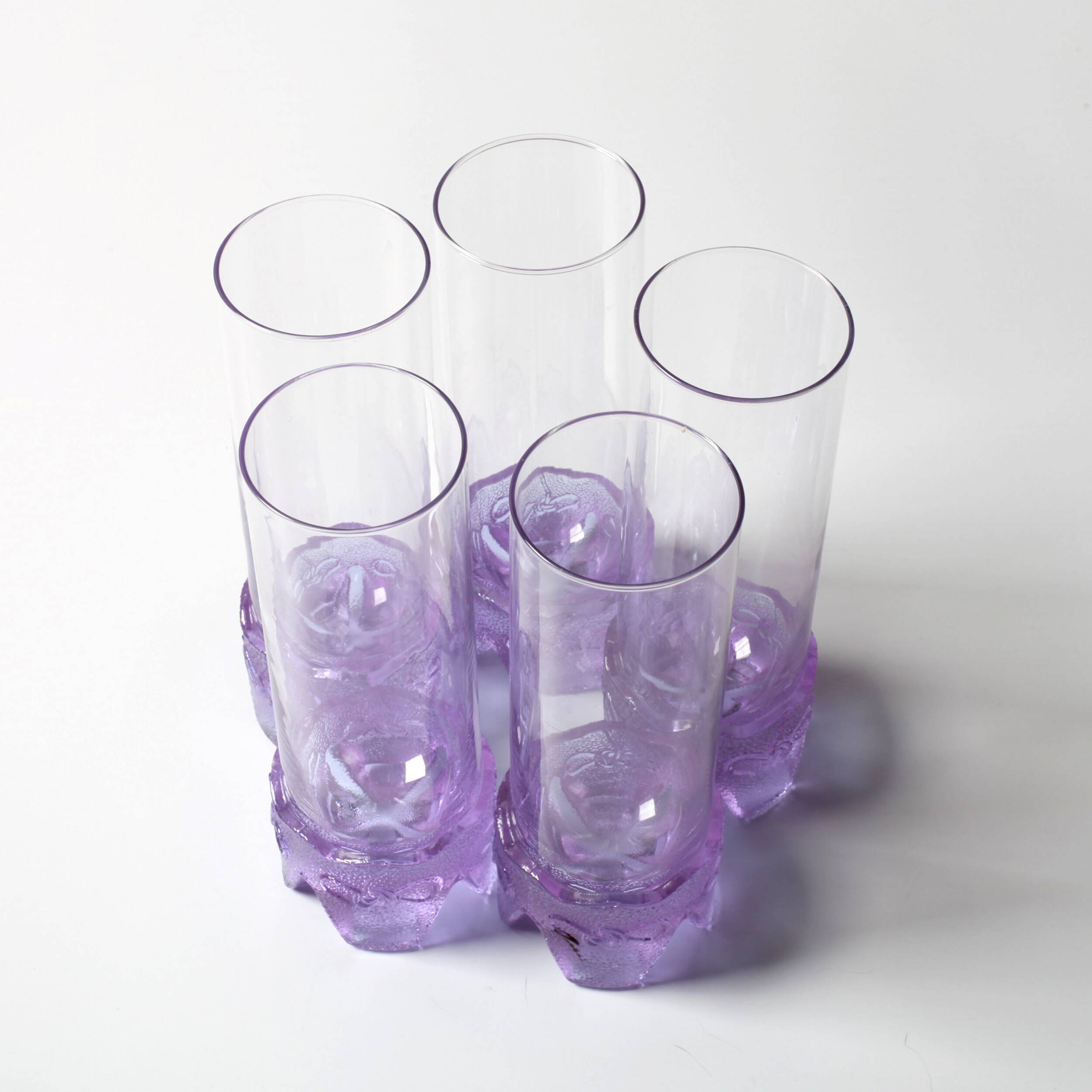Set of 5 Vintage Lilac Tumblers / LACS Kristallglas / Italy / 1970s