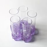 Set of 5 Vintage Lilac Tumblers / LACS Kristallglas / Italy / 1970s