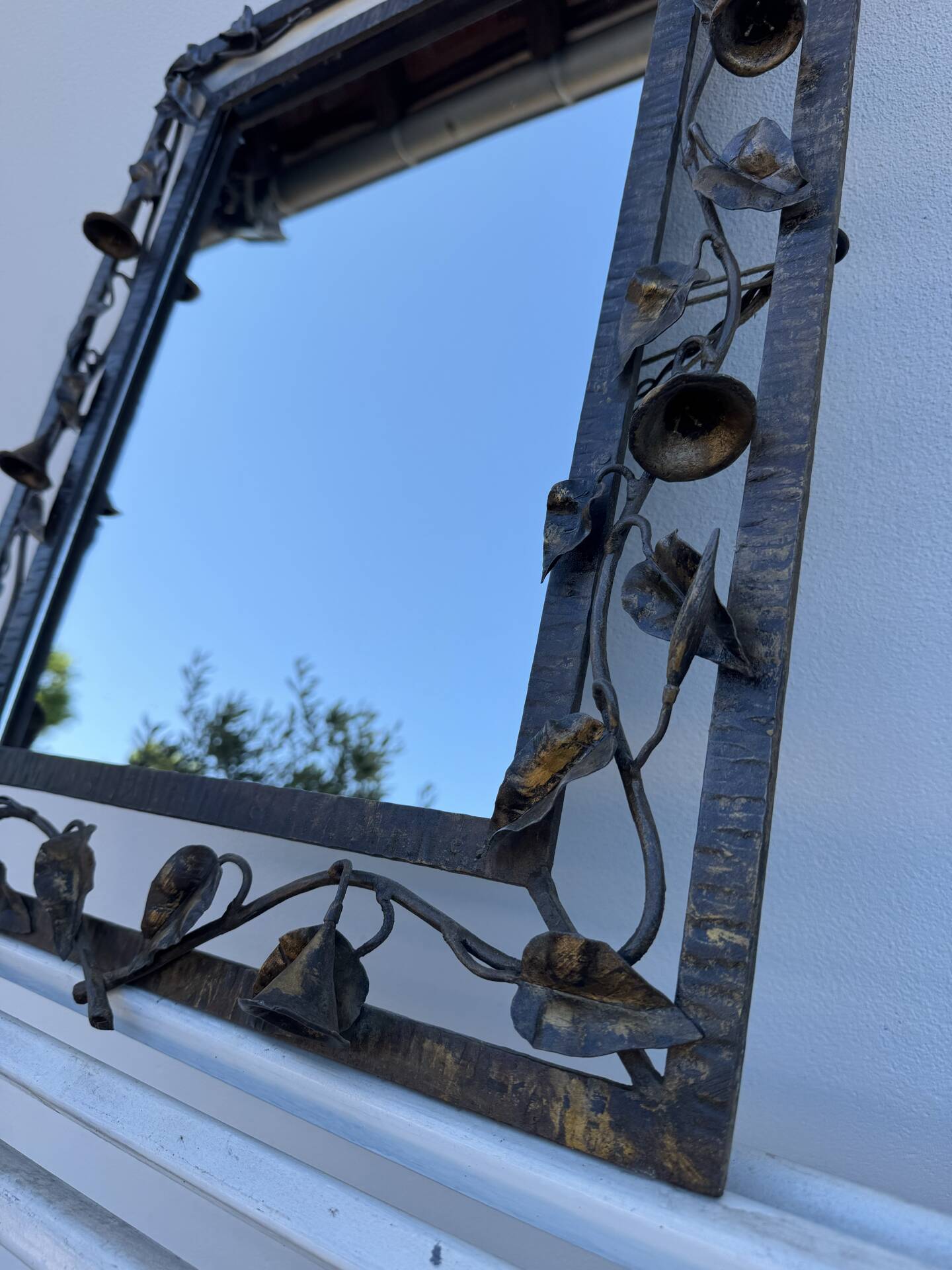 Wrought iron mirror with ivy Art Deco