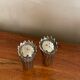 Silver metal pepper salt shaker duo