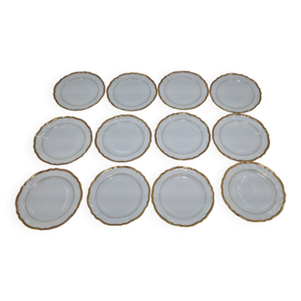 12 dessert plates with Limoges gilding “R.Leclair”