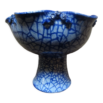 Coupe artisanale en céramique bleue