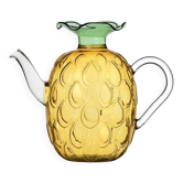 Glass teapot in the shape of a pineapple.