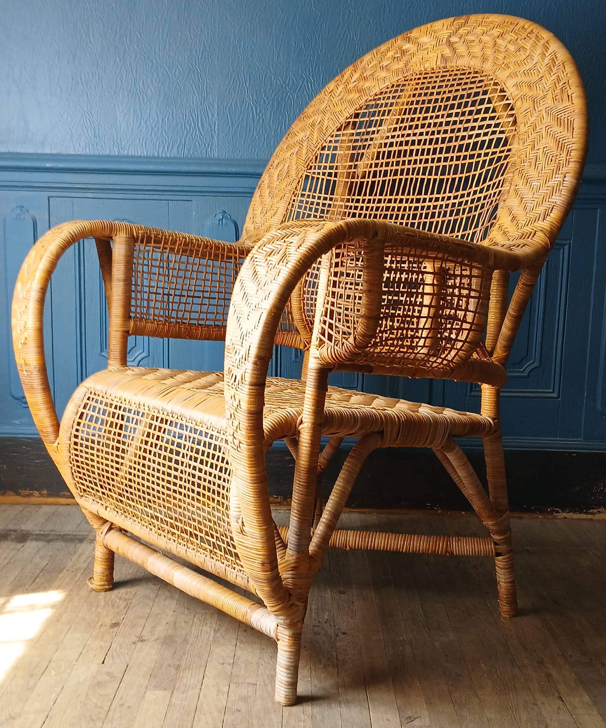 Rattan armchair in the style of Kay Fisker for R. Wengler. Danish work from the 1960s.