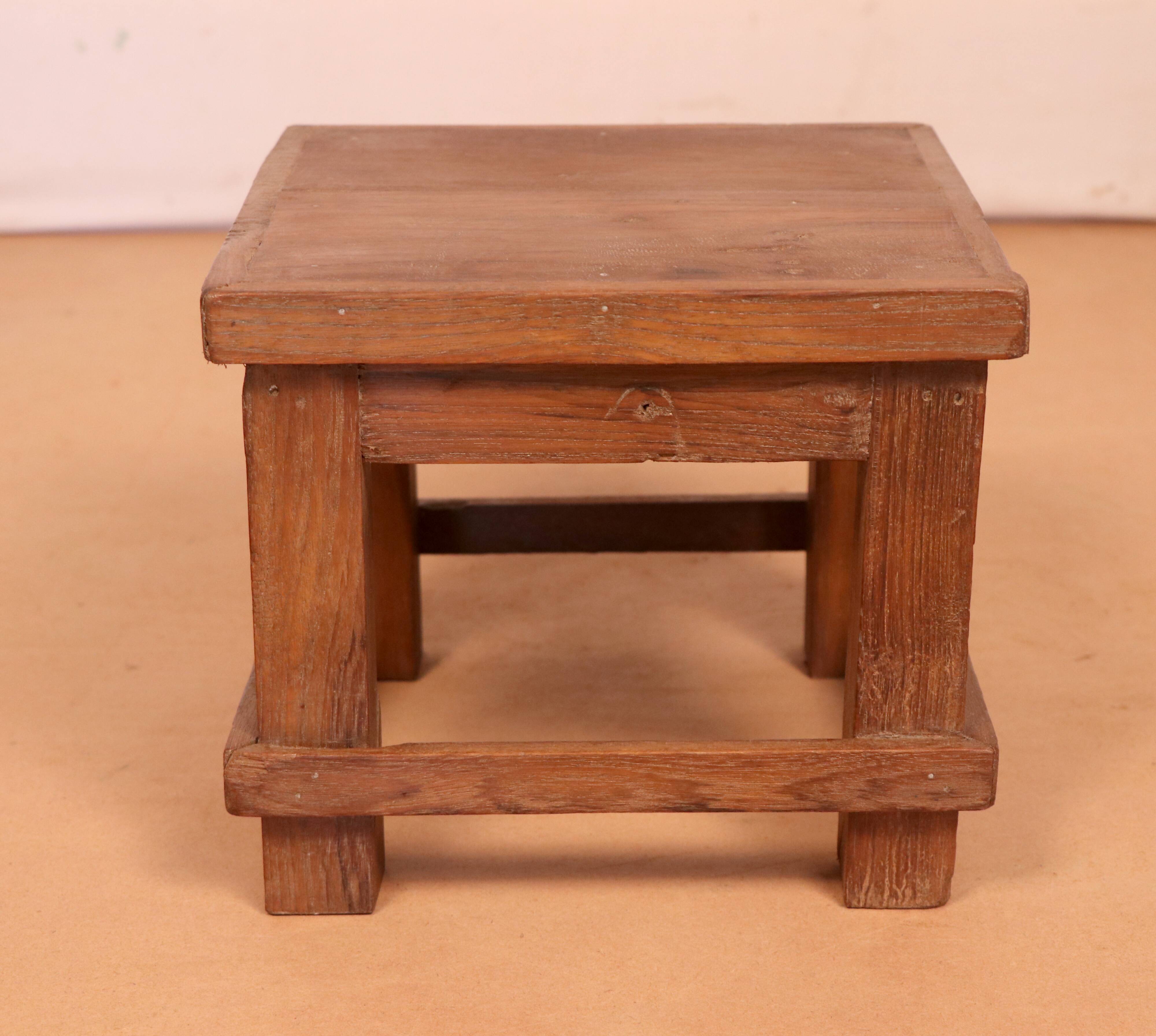 Old small Burmese teak workshop bedside table
