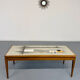 Vintage coffee table with mosaic top, 1960s modernist graphic design.