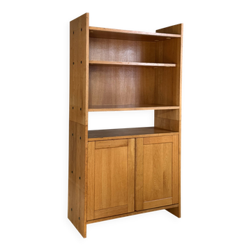 Armoire bibliothèque vitrine vintage chêne massif