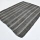 Charcoal Grey Striped Minimal Turkish Kilim Rug, 202x244 Cm