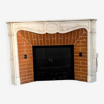 Louis XV style fireplace Model Pompadour White Carrara marble 20th century