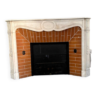 Louis XV style fireplace Model Pompadour White Carrara marble 20th century