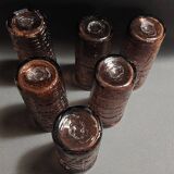 Orangeade set, pitcher, six glasses, purple glass, 70s