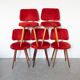 Set of 5 wooden chairs with red Pelfran moumoute