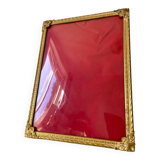 Vintage gold colored metal picture frame 24.5 cm x 18 cm convex glass