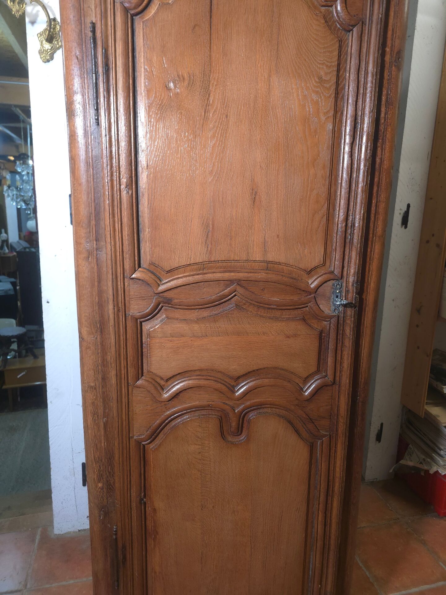 Wardrobe, oak bonnetière with moulding