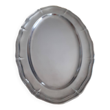 Oval silver metal dish. With initials.