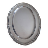 Oval silver metal dish. With initials.