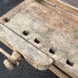 Industrial table carpenter's workbench in raw natural wood vintage bohemian