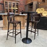 Pair of TON high stools and standing table
