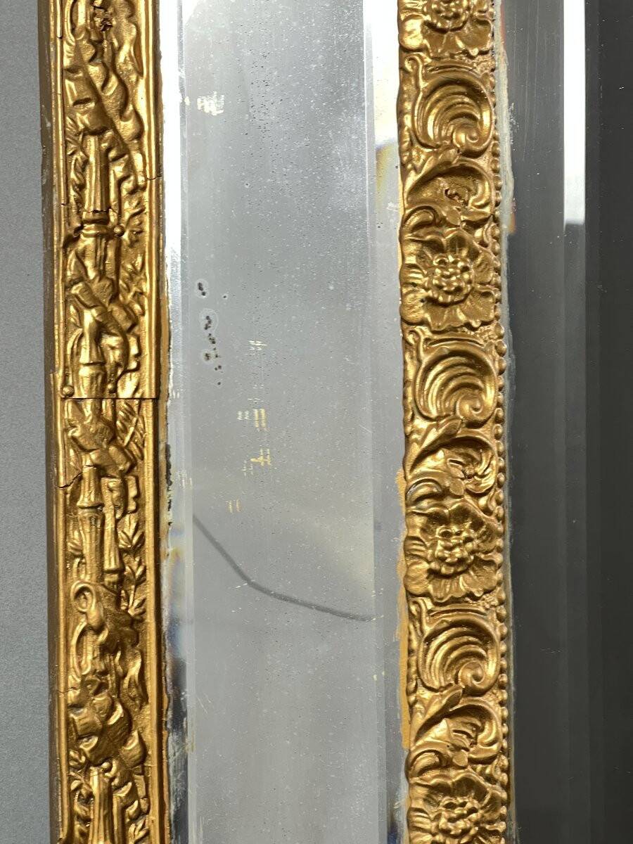 Large antique gilded metal mirror, 19th century