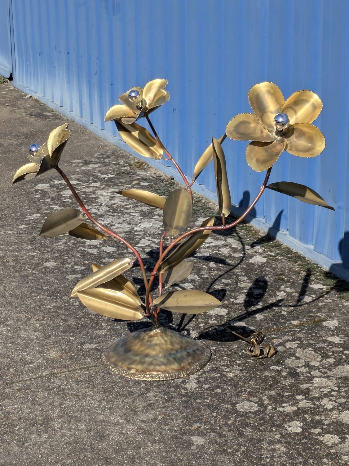 Vintage Brass Flower Floor Lamp - Hollywood Regency Style 1960s/1970s