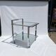 Romeo Rega Chrome 1970s Square Drinks Bar Cart Trolley Table Glass Mirror