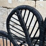 Chandra flower armchair in wicker and black bamboo