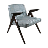 Grey-Blue Chequered Bunny Armchair by Józef Chierowski, 1970s