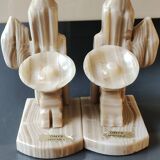 Mexican Bookends in Sombrero/Dozing Against Cactus. Made of onyx.