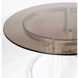 Table à diner ronde 120 cm verre et acier chromé 70
