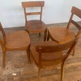 Set of 4 curved wood bistro chairs