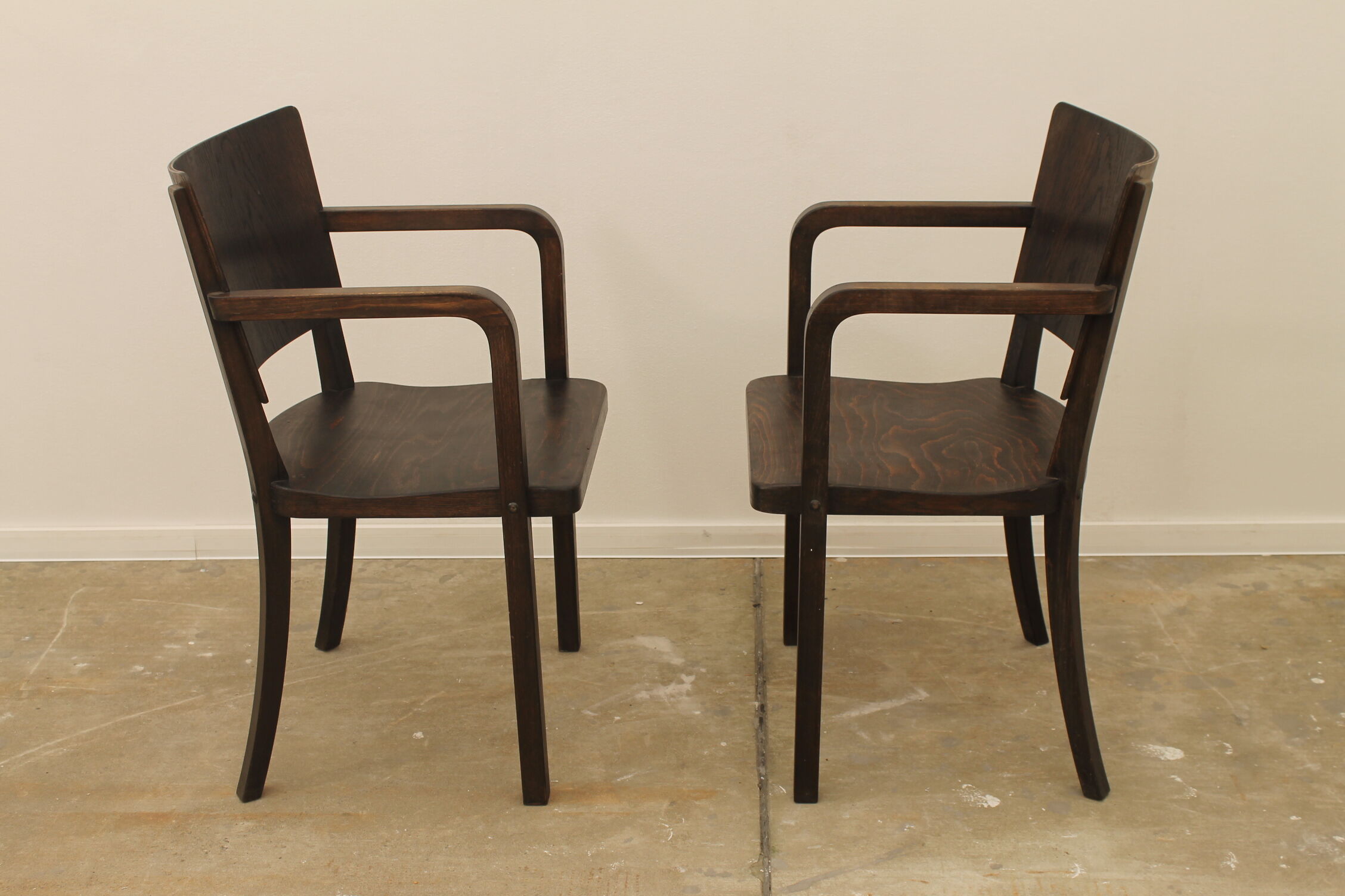 Bentwood writing desk armchairs, 1950s, Czechoslovakia