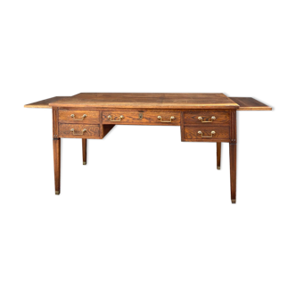 Flat desk double face in natural wood style  Louis XVI XIX eme century