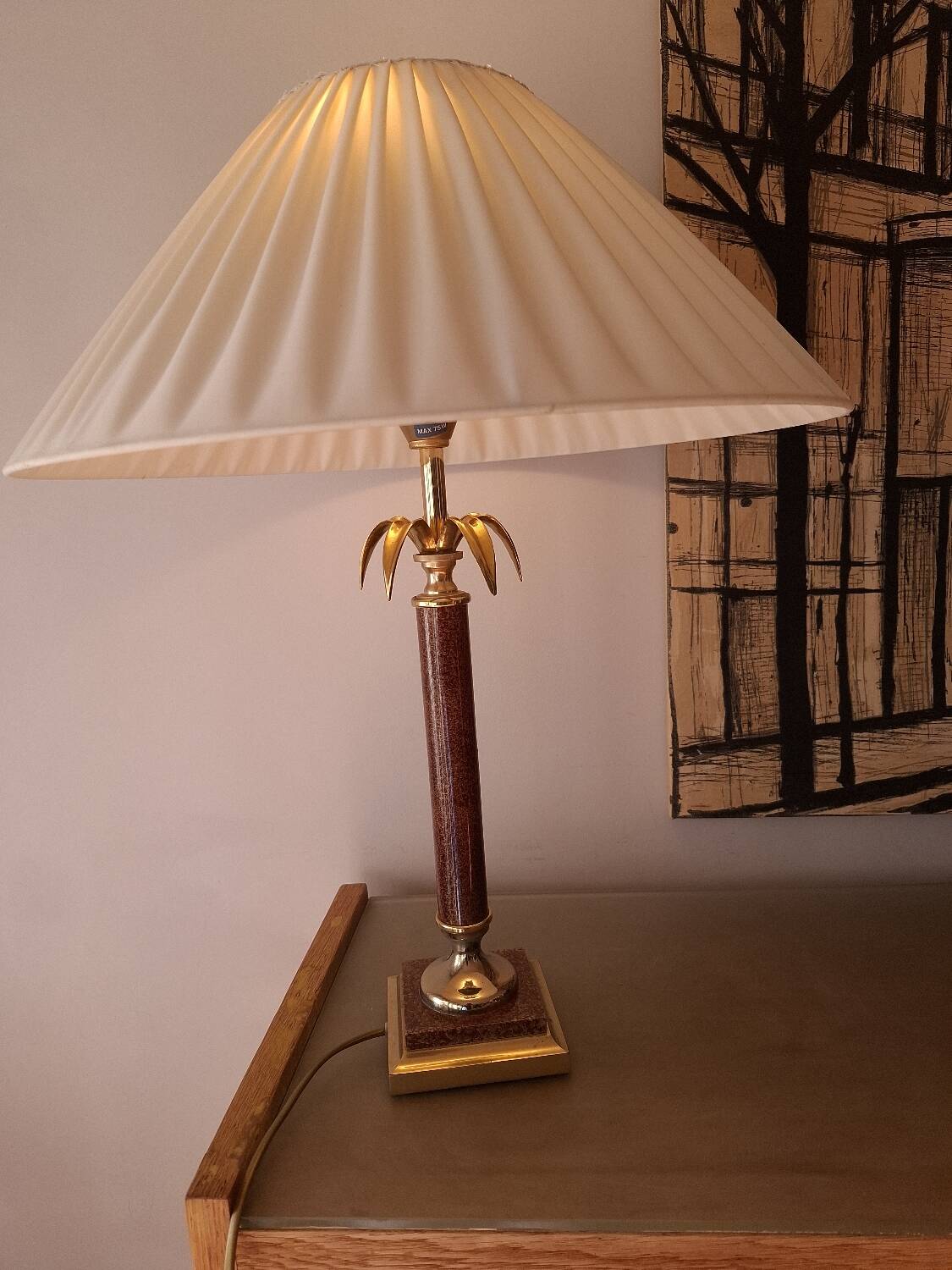 80's tortoiseshell palm tree lamp