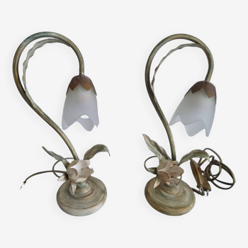 Paire de lampes en fer et pâte de verre masca Italy