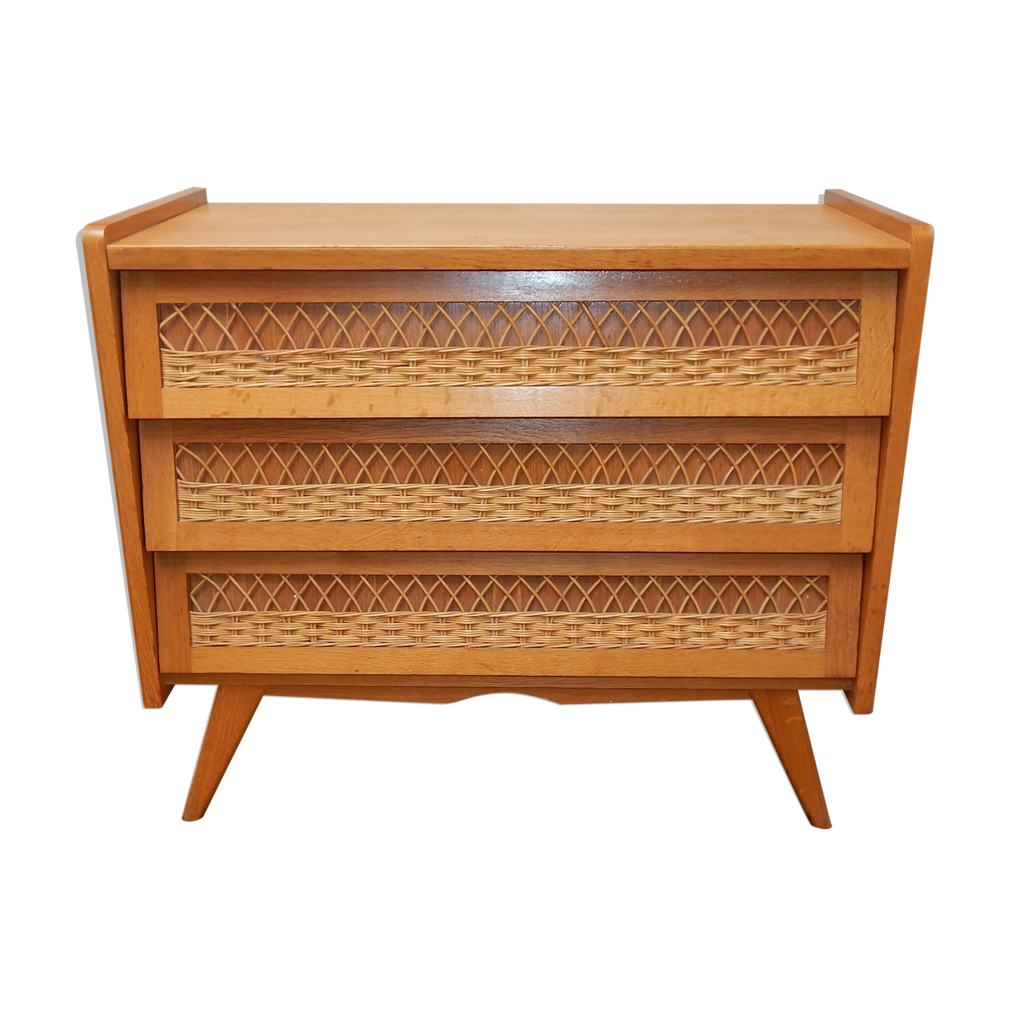 Rattan foot compass vintage dresser