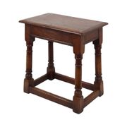 Antique Solid Oak English Joint Stool, 19th Century