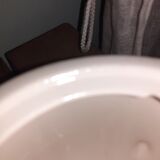 Service à café ou thé ancien blanc nacré avec un liseré argent, en demi porcelaine Badonviller