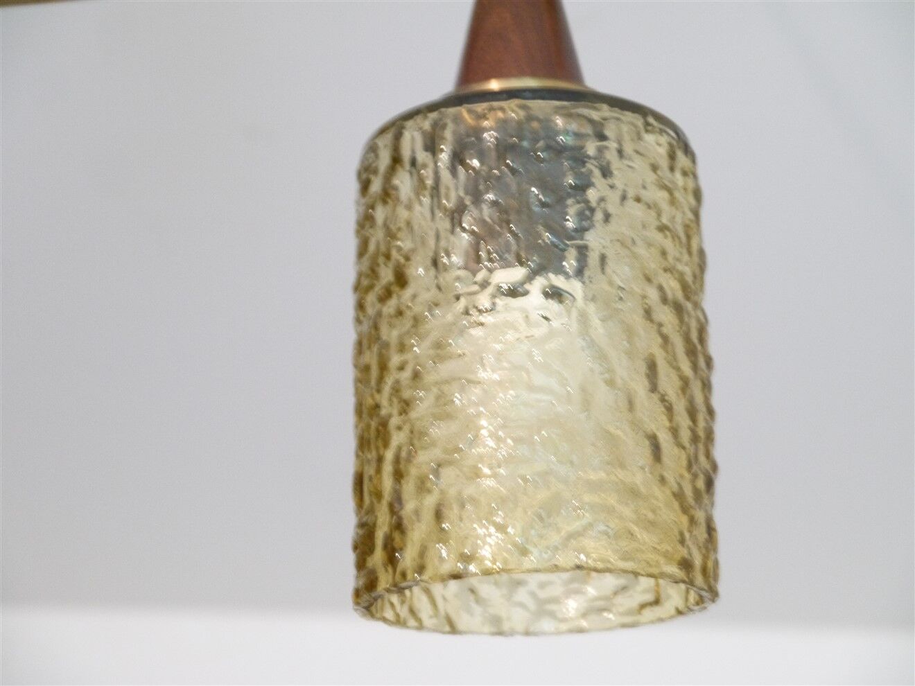 Scandinavian glass and teak pendant lamp 1960