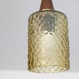 Scandinavian glass and teak pendant lamp 1960