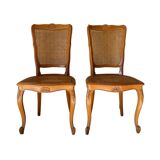 Pair of Louis XV style chairs - Rattan cane seat